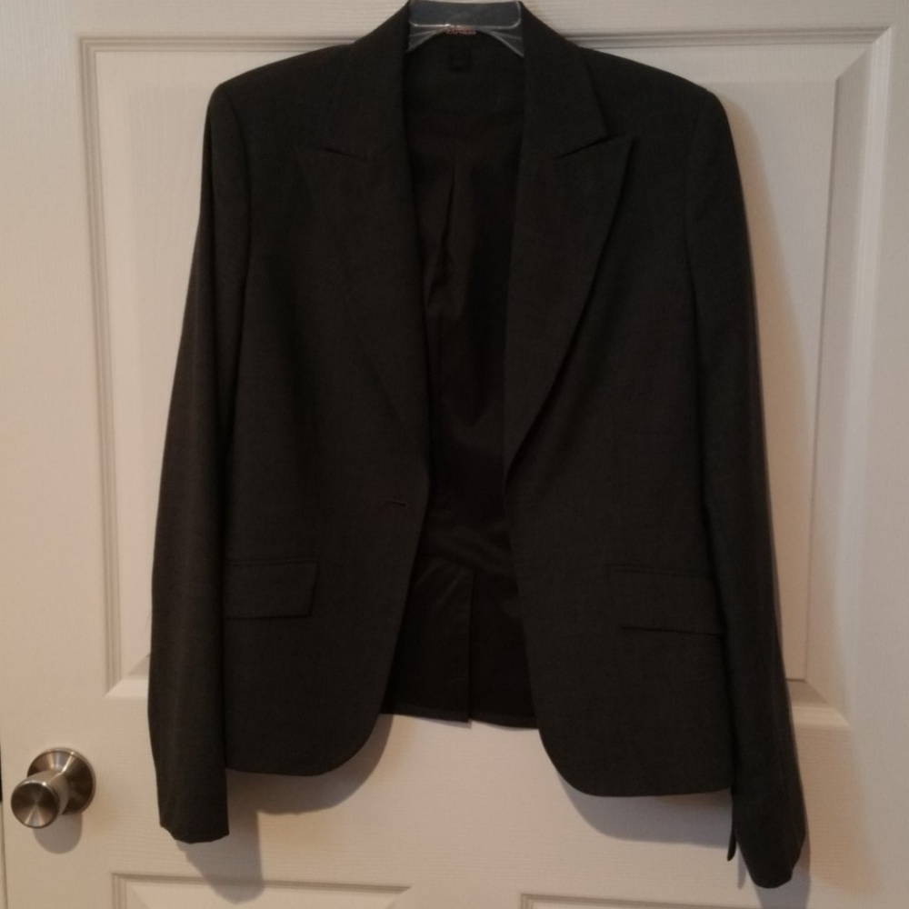 Charcoal Gray Suit Jacket Blazer Wool Sz 10